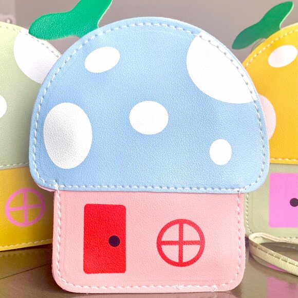Whimsical Girl's Kids Mushroom Toadstool Fairy House Shaped Crossbody Purse Bag - Picture 2 of 10